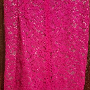 Pink lace detail skirt.